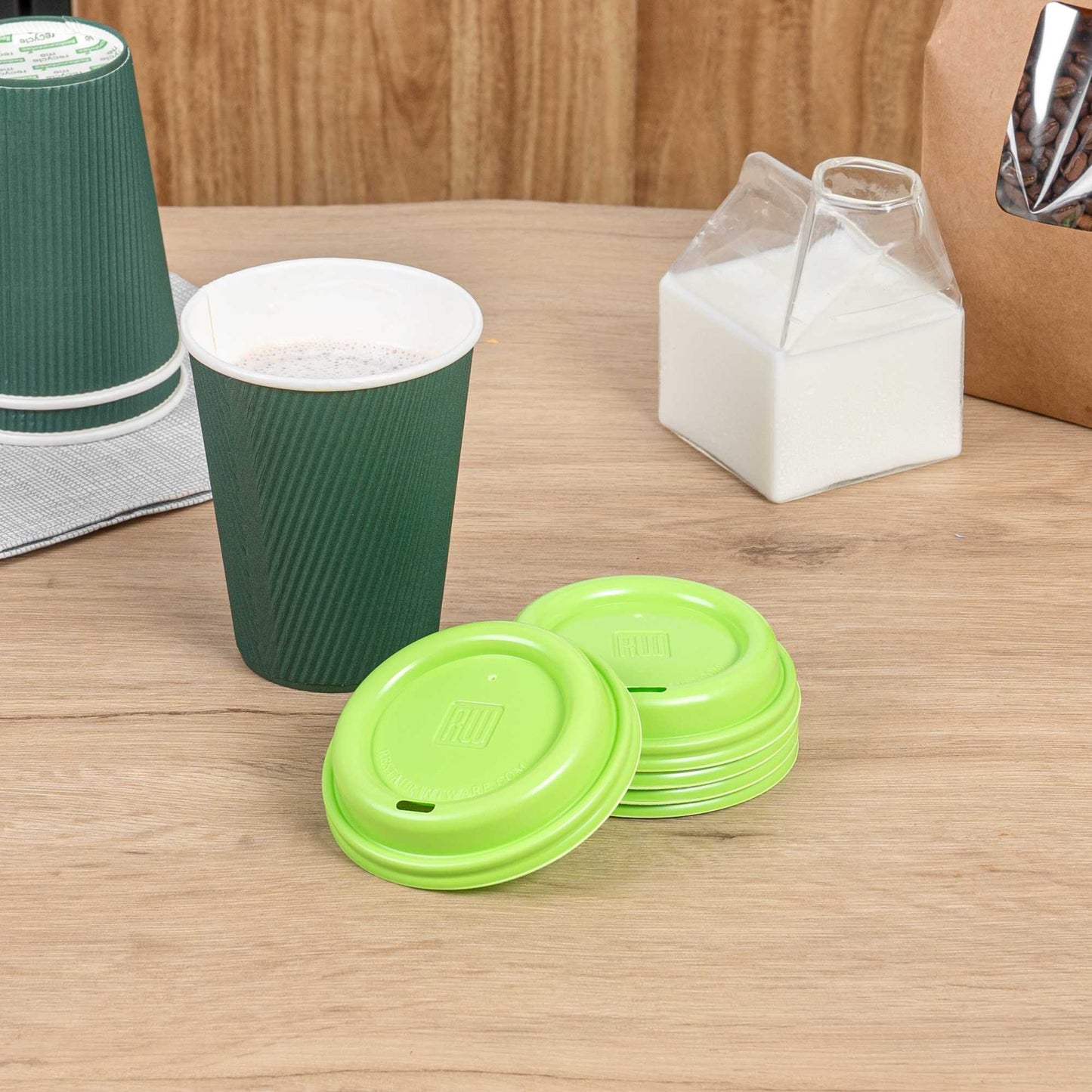 Restpresso Lime Green Plastic Coffee Cup Lid - Fits 8, 12, 16 and 20 oz - 500 count box