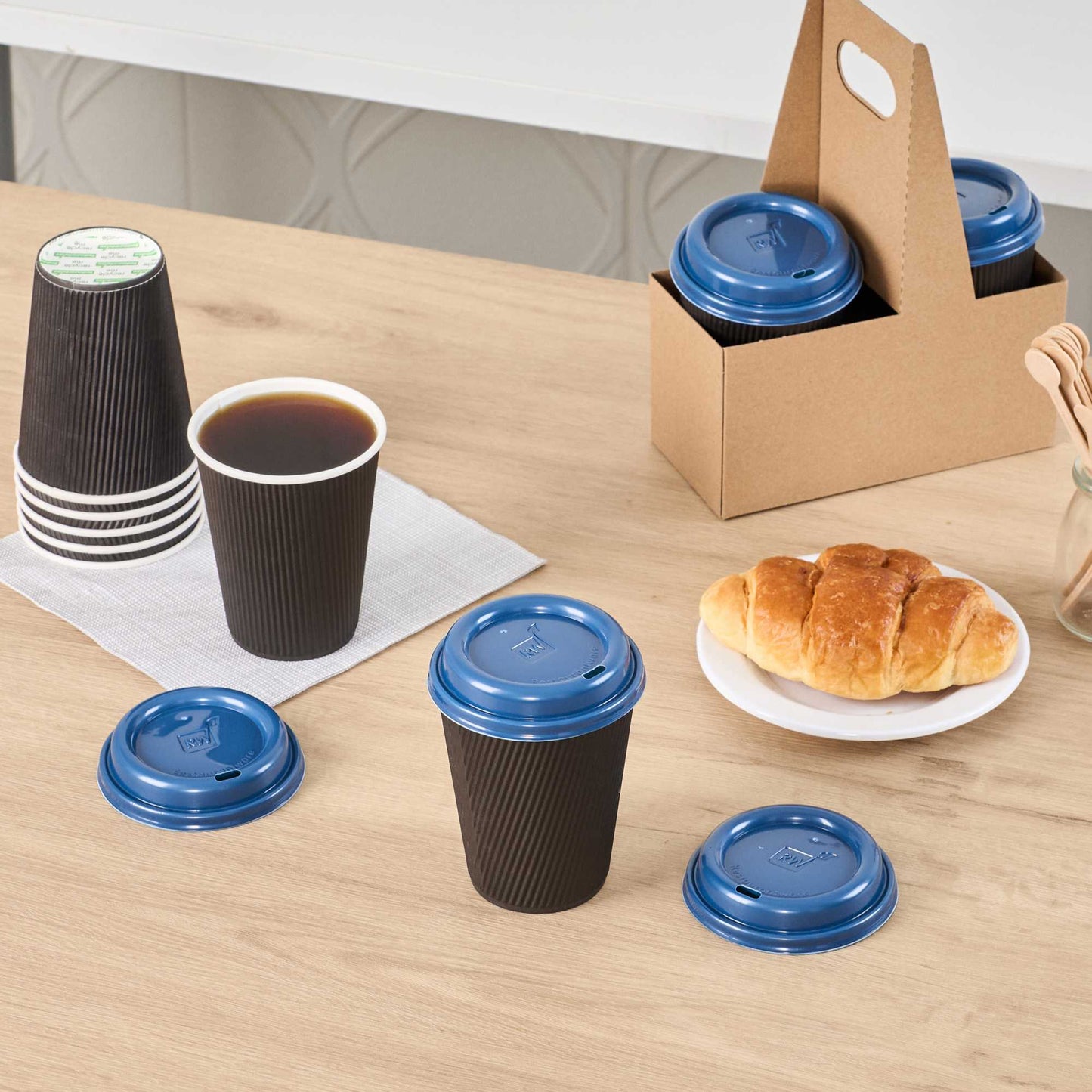 Restpresso Midnight Blue Plastic Coffee Cup Lid - Fits 8, 12, 16 and 20 oz - 25 count box