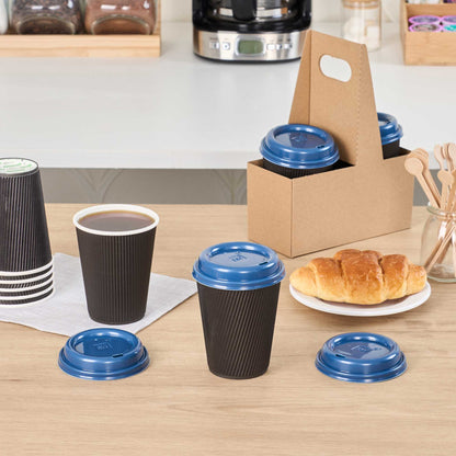 Restpresso Midnight Blue Plastic Coffee Cup Lid - Fits 8, 12, 16 and 20 oz - 500 count box