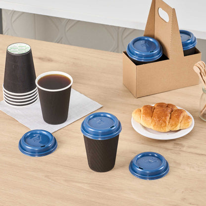 Restpresso Midnight Blue Plastic Coffee Cup Lid - Fits 8, 12, 16 and 20 oz - 500 count box