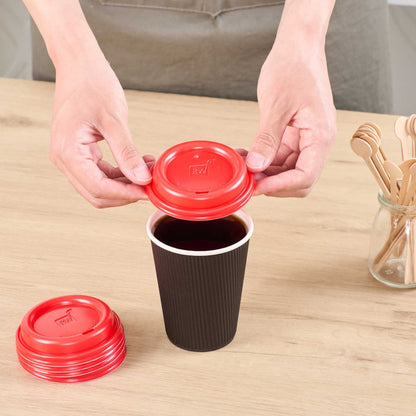 Restpresso Red Plastic Coffee Cup Lid - Fits 8, 12, 16 and 20 oz - 25 count box