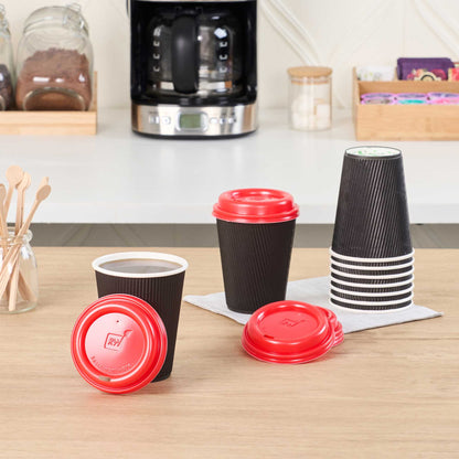 Restpresso Red Plastic Coffee Cup Lid - Fits 8, 12, 16 and 20 oz - 500 count box