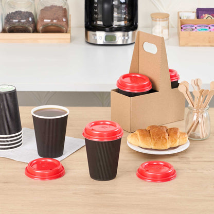 Restpresso Red Plastic Coffee Cup Lid - Fits 8, 12, 16 and 20 oz - 500 count box