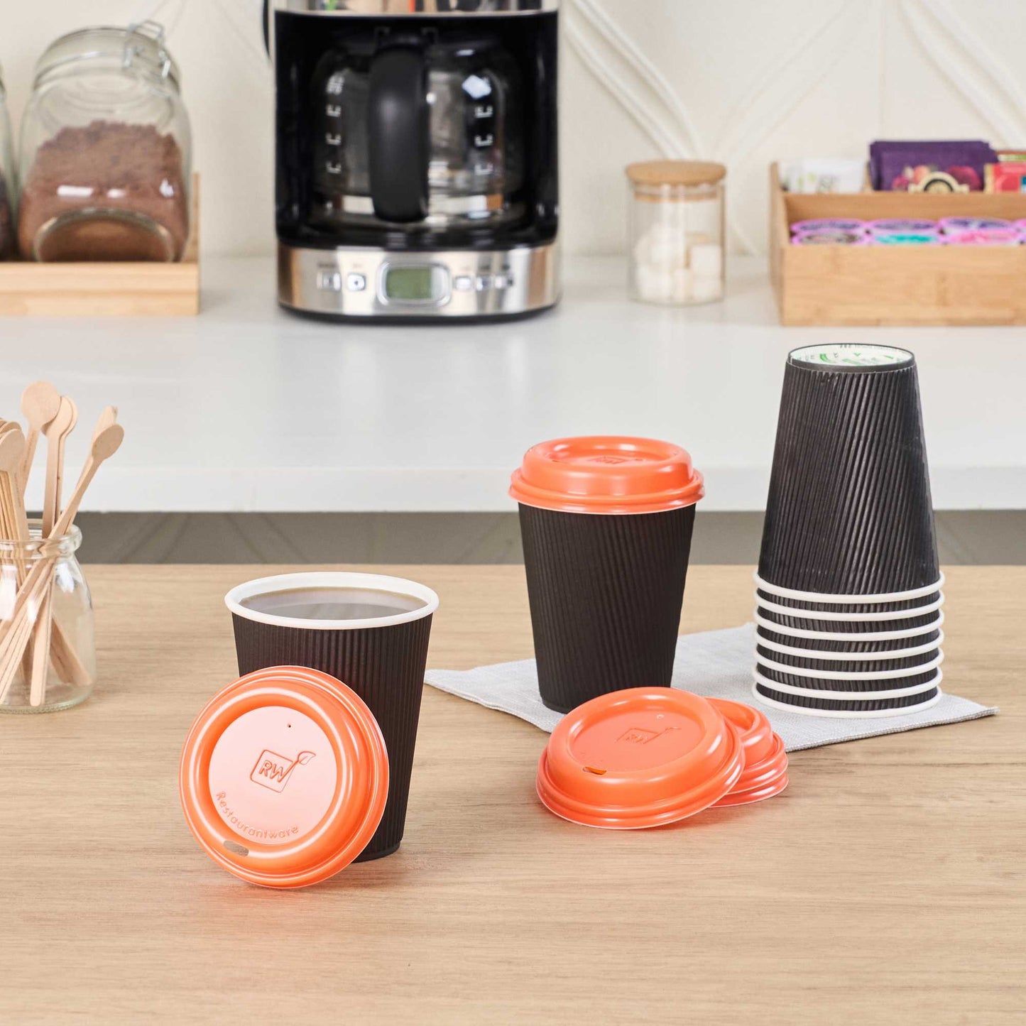 Restpresso Tangerine Orange Plastic Coffee Cup Lid - Fits 8, 12, 16 and 20 oz - 500 count box
