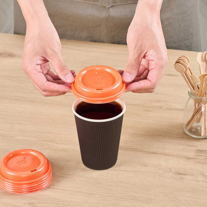Restpresso Tangerine Orange Plastic Coffee Cup Lid - Fits 8, 12, 16 and 20 oz - 500 count box