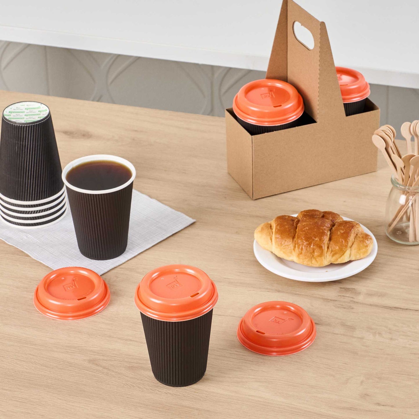 Restpresso Tangerine Orange Plastic Coffee Cup Lid - Fits 8, 12, 16 and 20 oz - 500 count box