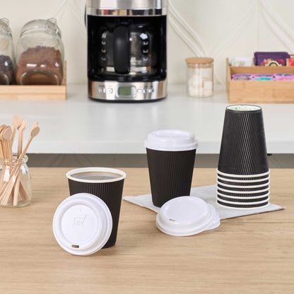 Restpresso White Plastic Coffee Cup Lid - Fits 8, 12, 16 and 20 oz - 25 count box