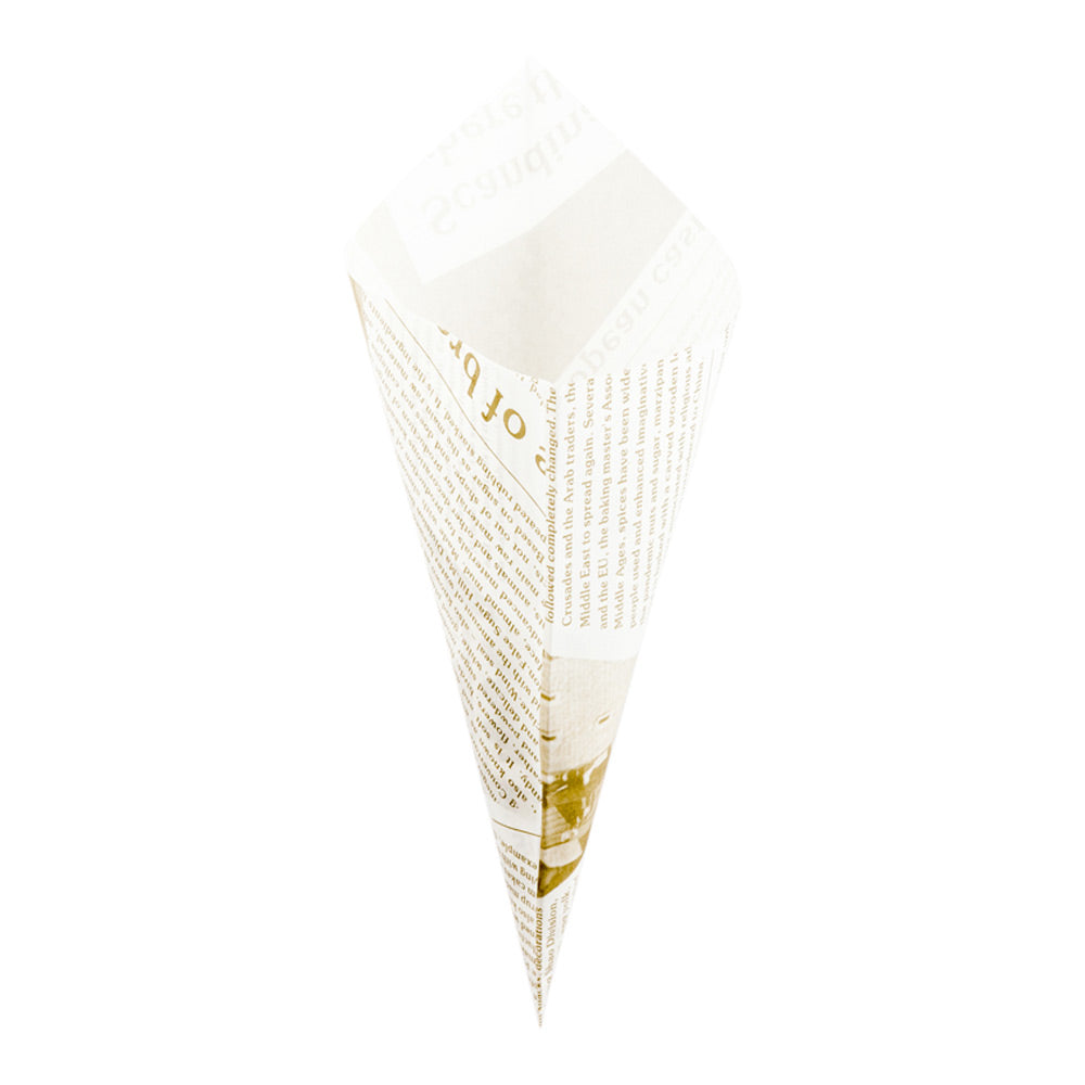 Cone Tek Newsprint Paper Food Cone - Greaseproof - 6" x 6" - 100 count box