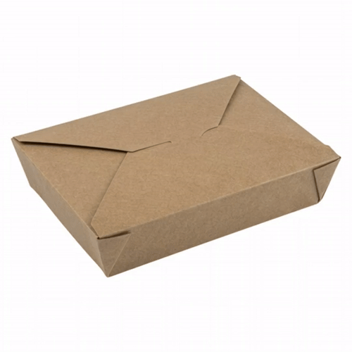 Bio Tek 49 oz Rectangle Kraft Paper #2 Bio Box Take Out Container - 8 1/2" x 6 1/4" x 2" - 50 count box