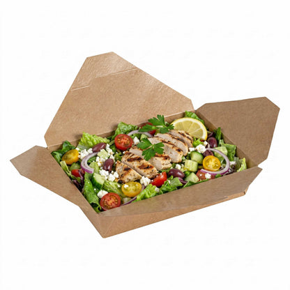 Bio Tek 49 oz Rectangle Kraft Paper #2 Bio Box Take Out Container - 8 1/2" x 6 1/4" x 2" - 200 count box