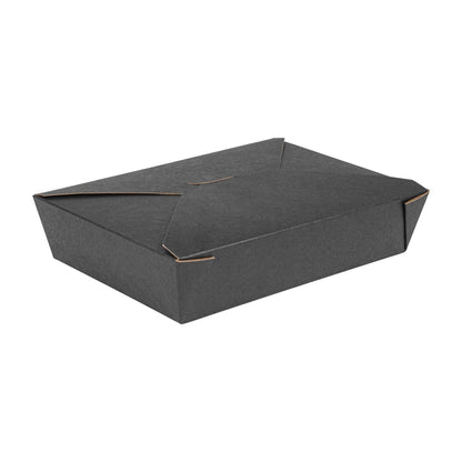 Bio Tek 49 oz Rectangle Black Paper #2 Bio Box Take Out Container - 8 1/2" x 6 1/4" x 2" - 200 count box
