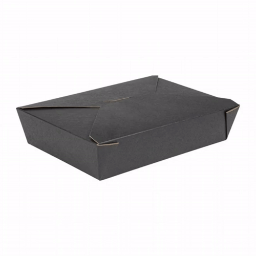 Bio Tek 49 oz Rectangle Black Paper #2 Bio Box Take Out Container - 8 1/2" x 6 1/4" x 2" - 50 count box