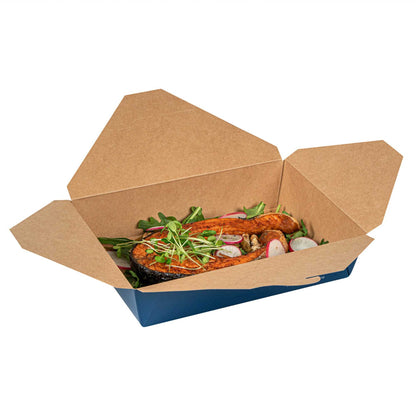 Bio Tek 49 oz Rectangle Frenchie Paper #2 Bio Box Take Out Container - 8 1/2" x 6 1/4" x 2" -50 count box
