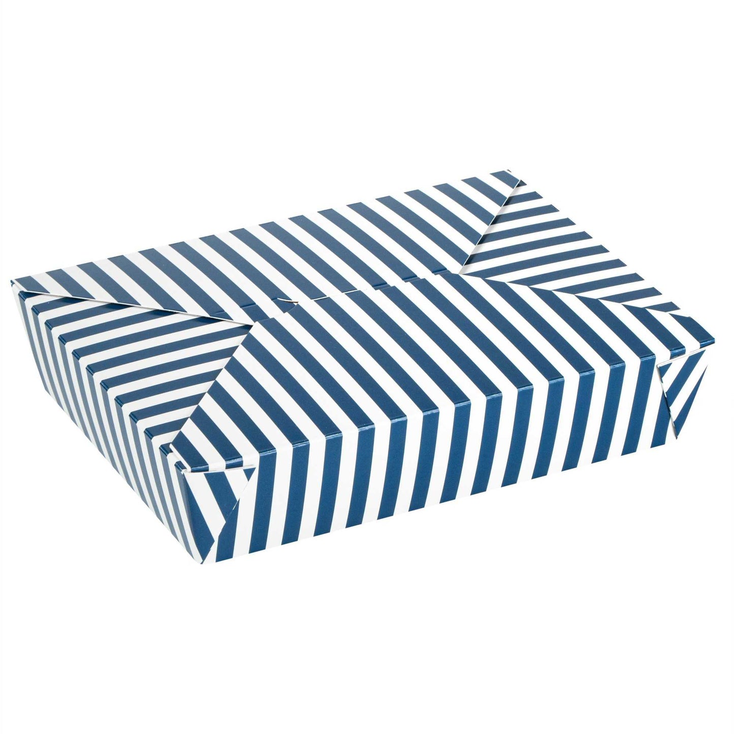 Bio Tek 49 oz Rectangle Blue and White Stripe Paper #2 Bio Box Take Out Container - 8 1/2" x 6 1/4" x 2" - 200 count box