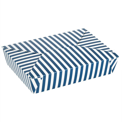 Bio Tek 49 oz Rectangle Blue and White Stripe Paper #2 Bio Box Take Out Container - 8 1/2" x 6 1/4" x 2" - 200 count box