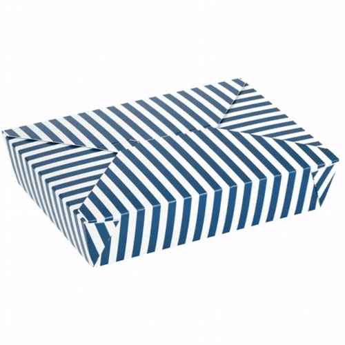 Bio Tek 49 oz Rectangle Blue and White Stripe Paper #2 Bio Box Take Out Container - 8 1/2" x 6 1/4" x 2" - 200 count box