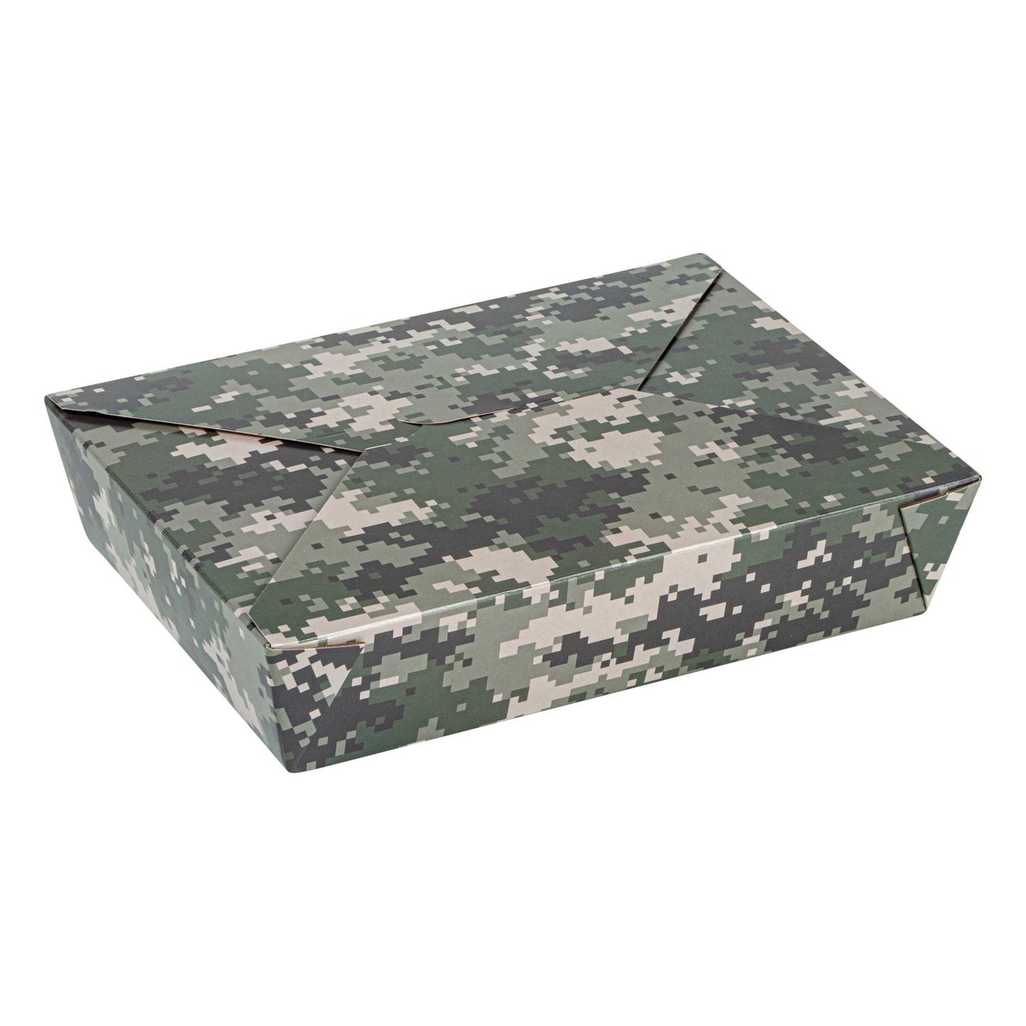Bio Tek 49 oz Rectangle Camouflage Paper #2 Bio Box Take Out Container - 8 1/2" x 6 1/4" x 2" - 200 count box