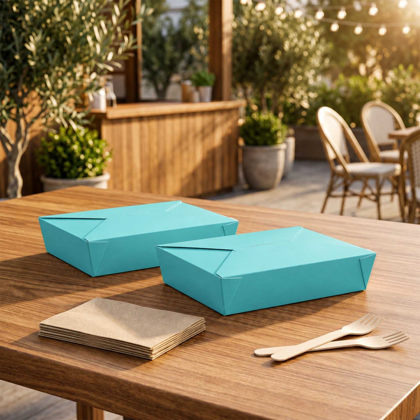 Bio Tek 49 oz Rectangle Turquoise Paper #2 Bio Box Take Out Container - 8 1/2" x 6 1/4" x 2" - 200 count box