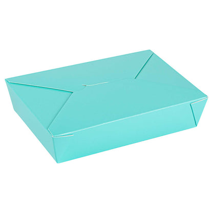 Bio Tek 49 oz Rectangle Turquoise Paper #2 Bio Box Take Out Container - 8 1/2" x 6 1/4" x 2" -50 count box