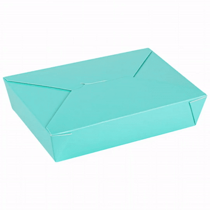 Bio Tek 49 oz Rectangle Turquoise Paper #2 Bio Box Take Out Container - 8 1/2" x 6 1/4" x 2" -50 count box