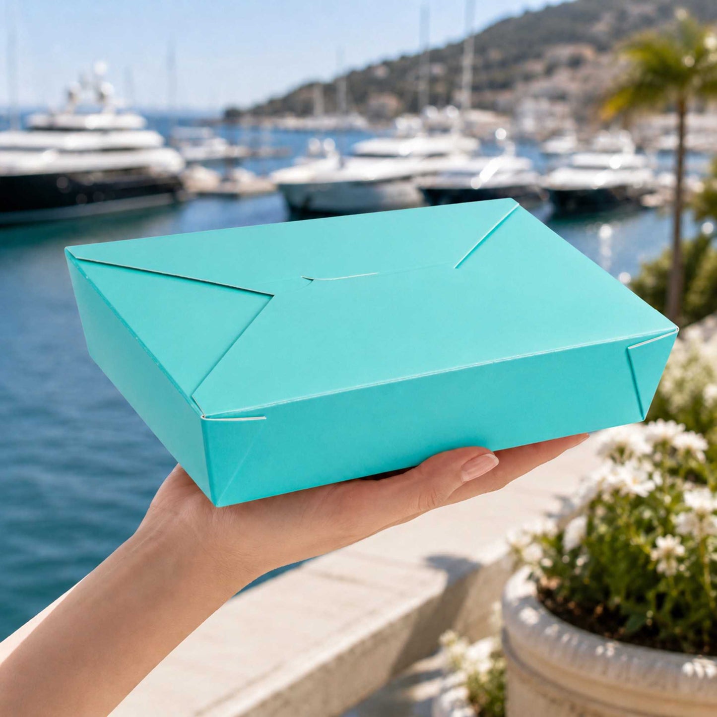 Bio Tek 49 oz Rectangle Turquoise Paper #2 Bio Box Take Out Container - 8 1/2" x 6 1/4" x 2" - 200 count box