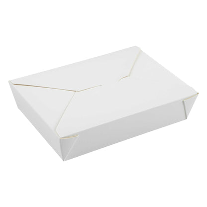 Bio Tek 49 oz Rectangle White Paper #2 Bio Box Take Out Container - 8 1/2" x 6 1/4" x 2" - 50 count box