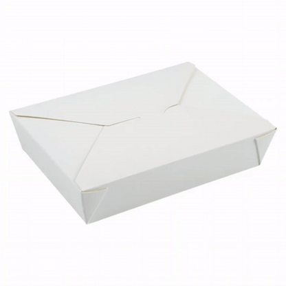 Bio Tek 49 oz Rectangle White Paper #2 Bio Box Take Out Container - 8 1/2" x 6 1/4" x 2" - 50 count box