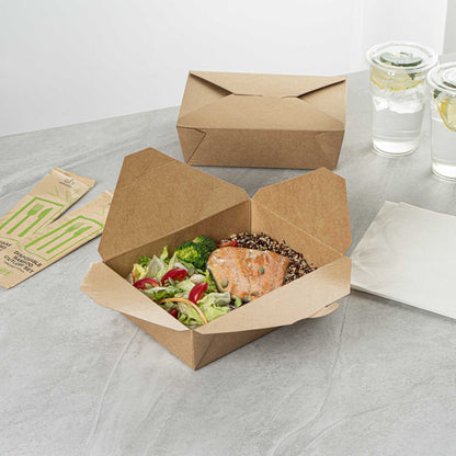 Bio Tek 71 oz Rectangle Kraft Paper #3 Bio Box Take Out Container - 8 1/2" x 6 1/4" x 2 1/2" - 50 count box