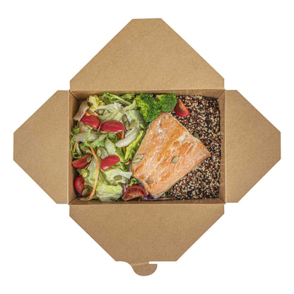 Bio Tek 71 oz Rectangle Kraft Paper #3 Bio Box Take Out Container - 8 1/2" x 6 1/4" x 2 1/2" - 50 count box