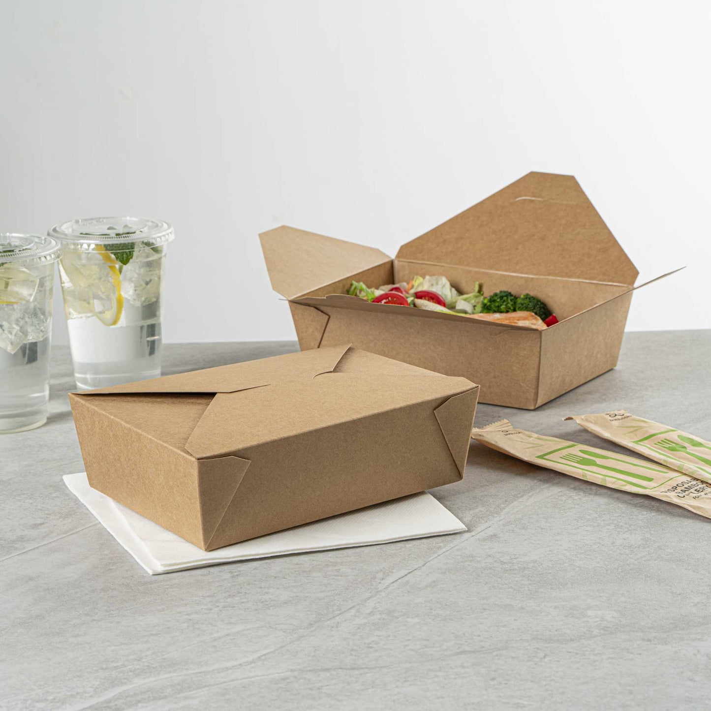 Bio Tek 71 oz Rectangle Kraft Paper #3 Bio Box Take Out Container - 8 1/2" x 6 1/4" x 2 1/2" - 50 count box