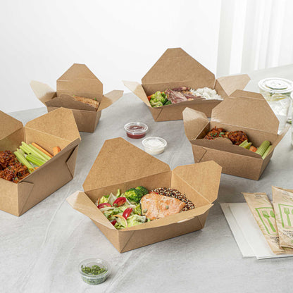 Bio Tek 71 oz Rectangle Kraft Paper #3 Bio Box Take Out Container - 8 1/2" x 6 1/4" x 2 1/2" - 50 count box