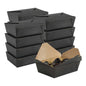 Bio Tek 71 oz Rectangle Black Paper #3 Bio Box Take Out Container - 8 1/2" x 6 1/4" x 2 1/2" - 50 count box