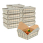 Bio Tek 71 oz Rectangle Plaid Paper #3 Bio Box Take Out Container - 8 1/2" x 6 1/4" x 2 1/2" -50 count box