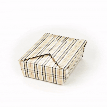 Bio Tek 71 oz Rectangle Plaid Paper #3 Bio Box Take Out Container - 8 1/2" x 6 1/4" x 2 1/2" -50 count box