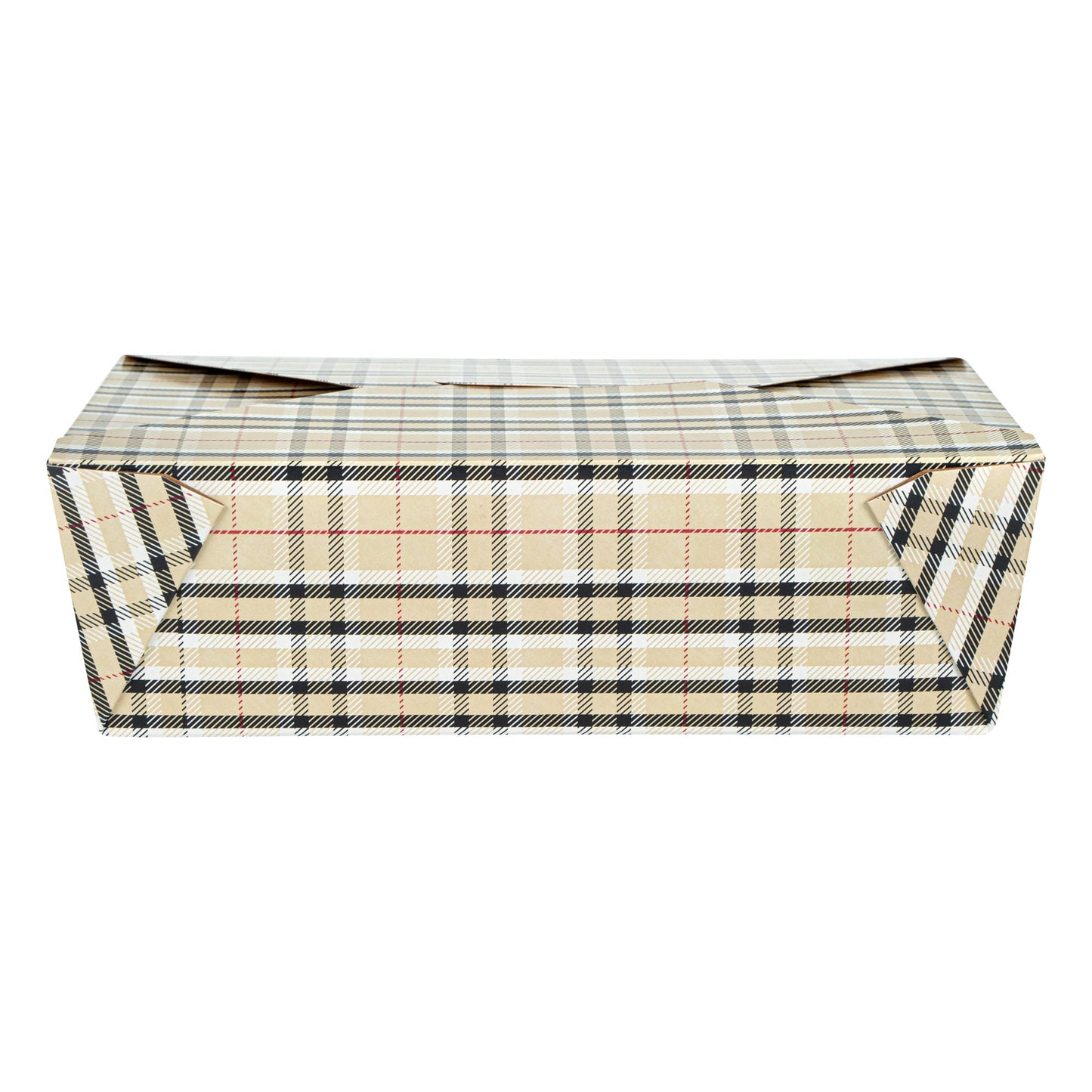 Bio Tek 71 oz Rectangle Plaid Paper #3 Bio Box Take Out Container - 8 1/2" x 6 1/4" x 2 1/2" - 200 count box