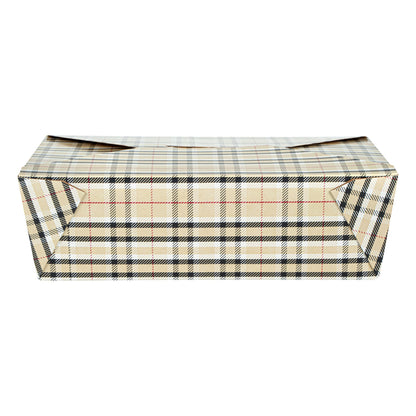 Bio Tek 71 oz Rectangle Plaid Paper #3 Bio Box Take Out Container - 8 1/2" x 6 1/4" x 2 1/2" - 200 count box