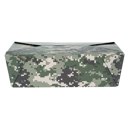 Bio Tek 71 oz Rectangle Camouflage Paper #3 Bio Box Take Out Container - 8 1/2" x 6 1/4" x 2 1/2" - 200 count box