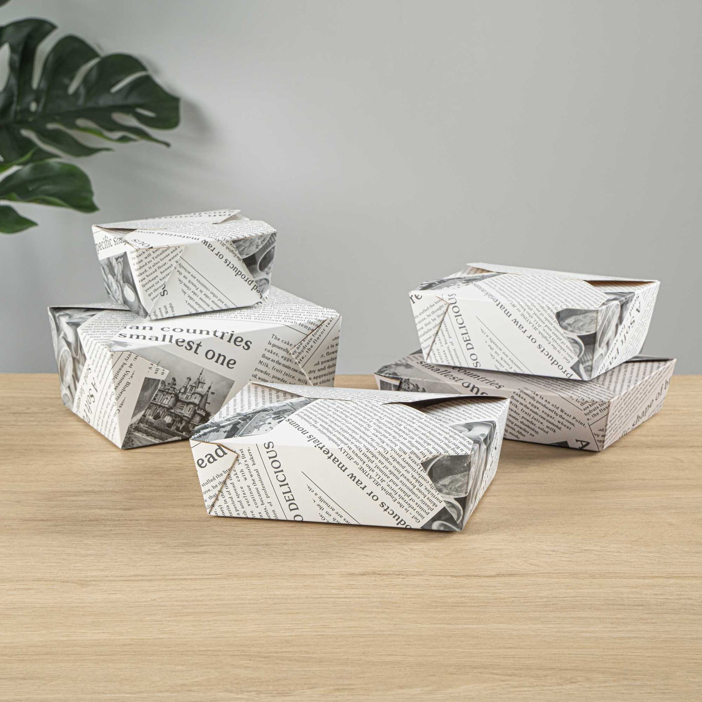 Bio Tek 71 oz Rectangle Newsprint Paper Bio Box Take Out Container - 8 1/2" x 6 1/4" x 2 1/2" - 50 count box