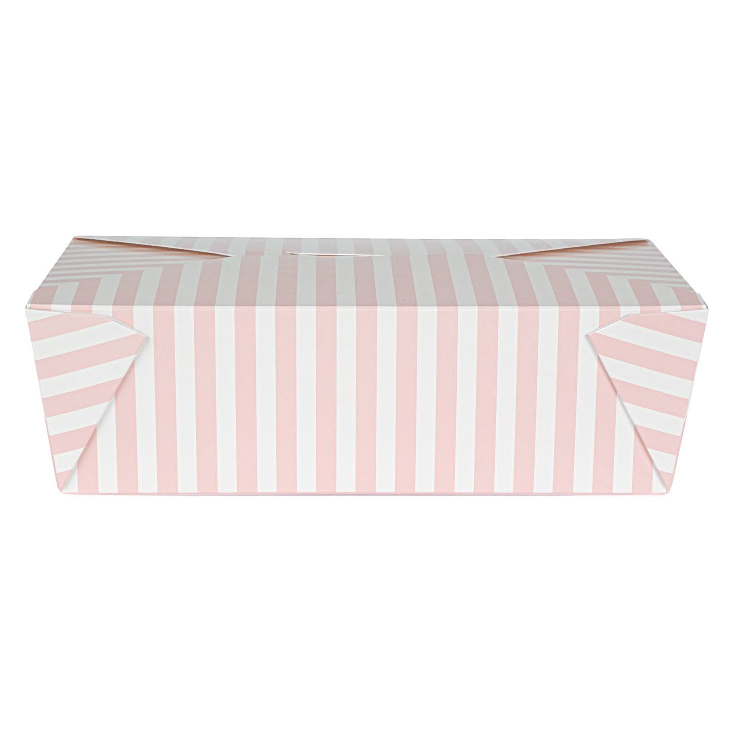 Bio Tek 71 oz Rectangle Pink and White Stripe Paper #3 Bio Box Take Out Container - 8 1/2" x 6 1/4" x 2 1/2" -50 count box