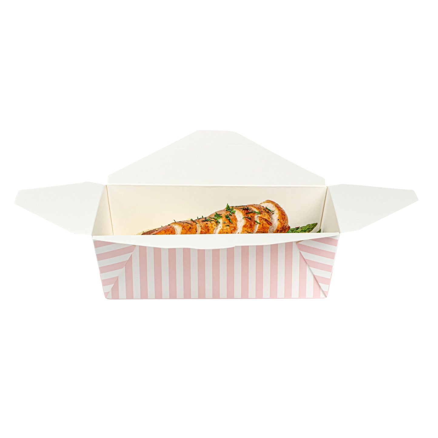 Bio Tek 71 oz Rectangle Pink and White Stripe Paper #3 Bio Box Take Out Container - 8 1/2" x 6 1/4" x 2 1/2" - 200 count box