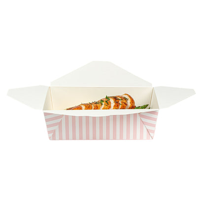 Bio Tek 71 oz Rectangle Pink and White Stripe Paper #3 Bio Box Take Out Container - 8 1/2" x 6 1/4" x 2 1/2" - 200 count box