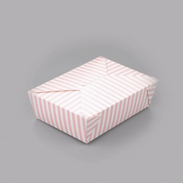 Bio Tek 71 oz Rectangle Pink and White Stripe Paper #3 Bio Box Take Out Container - 8 1/2" x 6 1/4" x 2 1/2" - 200 count box