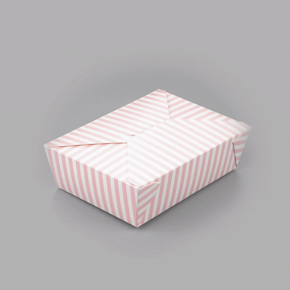 Bio Tek 71 oz Rectangle Pink and White Stripe Paper #3 Bio Box Take Out Container - 8 1/2" x 6 1/4" x 2 1/2" - 200 count box