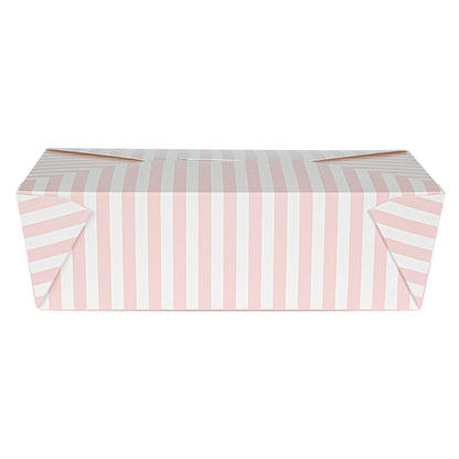 Bio Tek 71 oz Rectangle Pink and White Stripe Paper #3 Bio Box Take Out Container - 8 1/2" x 6 1/4" x 2 1/2" - 200 count box