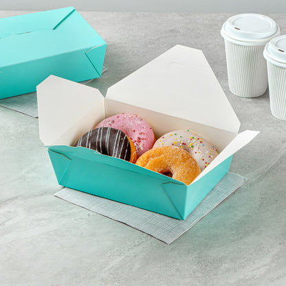 Bio Tek 71 oz Rectangle Turquoise Paper #3 Bio Box Take Out Container - 8 1/2" x 6 1/4" x 2 1/2" -50 count box
