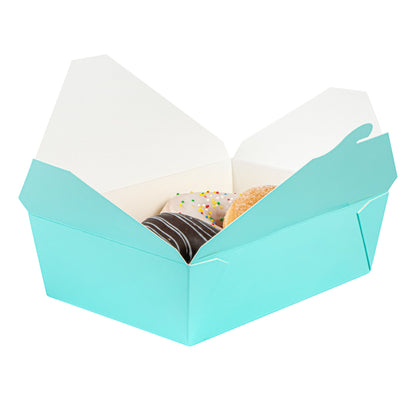 Bio Tek 71 oz Rectangle Turquoise Paper #3 Bio Box Take Out Container - 8 1/2" x 6 1/4" x 2 1/2" -50 count box