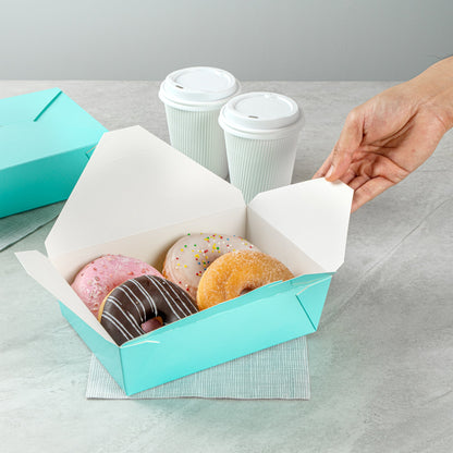 Bio Tek 71 oz Rectangle Turquoise Paper #3 Bio Box Take Out Container - 8 1/2" x 6 1/4" x 2 1/2" -50 count box