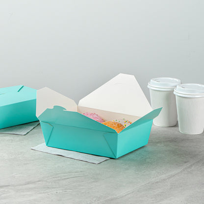 Bio Tek 71 oz Rectangle Turquoise Paper #3 Bio Box Take Out Container - 8 1/2" x 6 1/4" x 2 1/2" -50 count box
