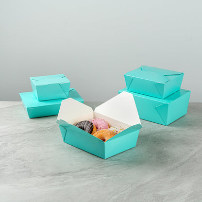 Bio Tek 71 oz Rectangle Turquoise Paper #3 Bio Box Take Out Container - 8 1/2" x 6 1/4" x 2 1/2" -50 count box