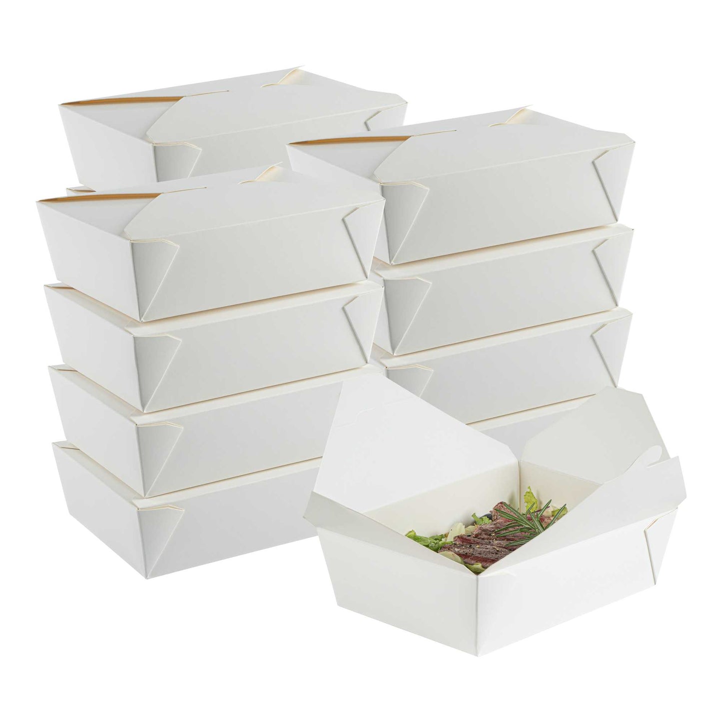 Bio Tek 71 oz Rectangle White Paper #3 Bio Box Take Out Container - 8 1/2" x 6 1/4" x 2 1/2" - 50 count box